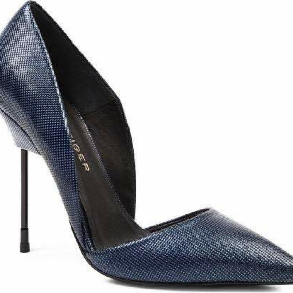 KURT GEIGER LONDON BOND METALLIC NAVY LEATHER COUR
